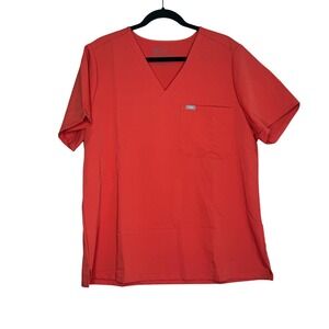 FIGS Catarina One Pocket Technical Collection Womens XXL Scrub Top Hibiscus  Red